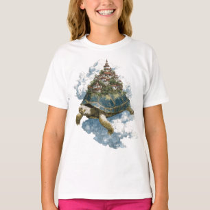 Camiseta Tartaruga Celestial Mítica Carregando uma Cidade F