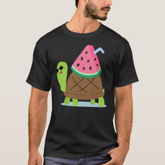 Camiseta Tartaruga com Camisa-T de Bebida de Melancia