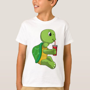 Camiseta Tartaruga com caneca Bebendo com palha