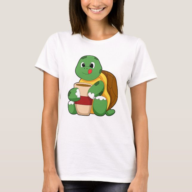 Camiseta Tartaruga com copo de café (Frente)