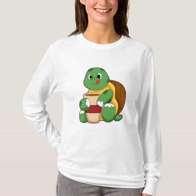 Camiseta Tartaruga com copo de café (Frente)