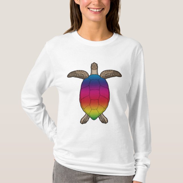 Camiseta Tartaruga com cores arco-íris (Frente)