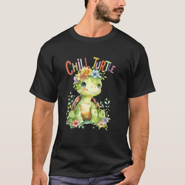 Camiseta tartaruga com flores tartarugas bonitinhas blindad (Frente)