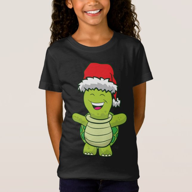 Camiseta Tartaruga com Santa Hat, Tartaruga (Frente)