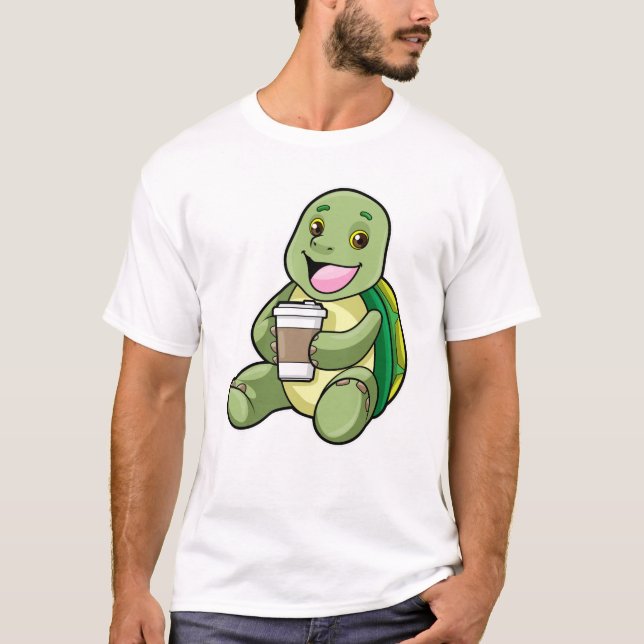 Camiseta Tartaruga com Shell e Café para ir (Frente)