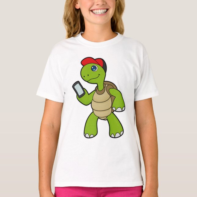 Camiseta Tartaruga com telefone e chapéu (Frente)