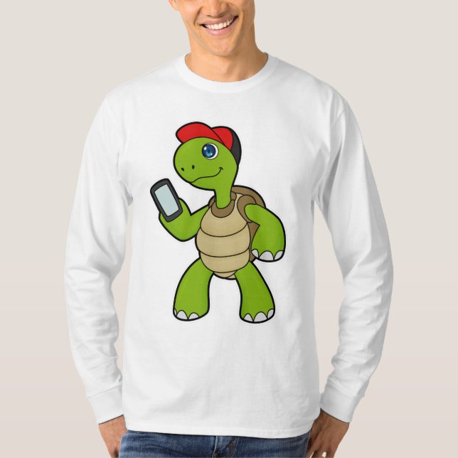 Camiseta Tartaruga com telefone e chapéu (Frente)