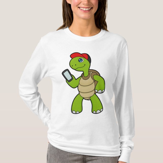 Camiseta Tartaruga com telefone e chapéu (Frente)