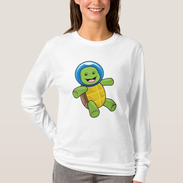 Camiseta Tartaruga como astronauta com bola de vidro (Frente)