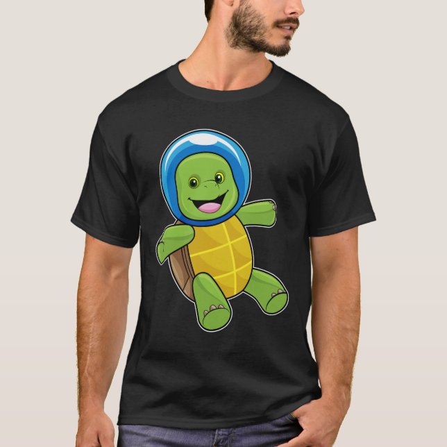 Camiseta Tartaruga como astronauta com bola de vidro (Frente)