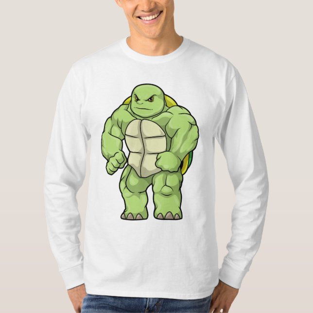 Camiseta Tartaruga como Bodybuilder com pacote Seis (Frente)