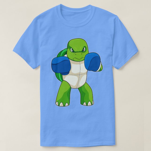 Camiseta Tartaruga como Boxer com luvas "in a box" (Frente do Design)