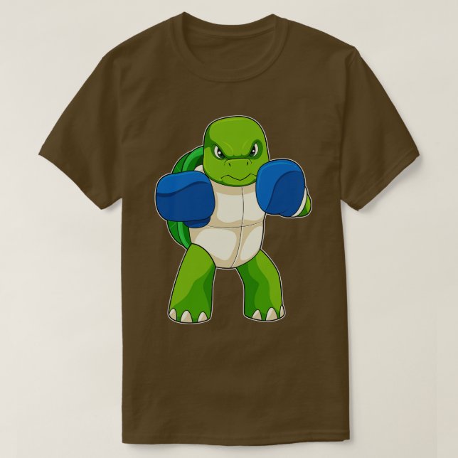 Camiseta Tartaruga como Boxer com luvas "in a box" (Frente do Design)