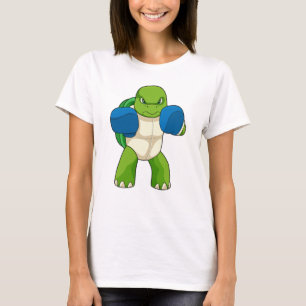 Camiseta Tartaruga como Boxer com luvas "in a box"