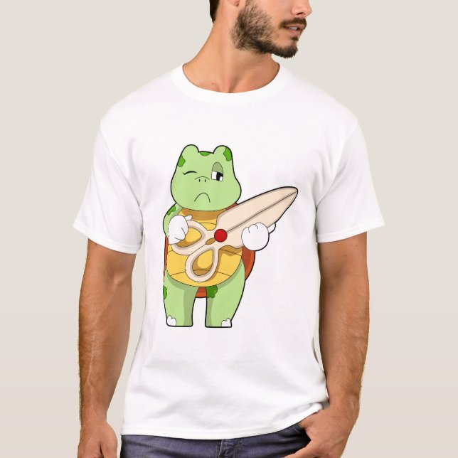 Camiseta Tartaruga como cabeceira com tesoura (Frente)