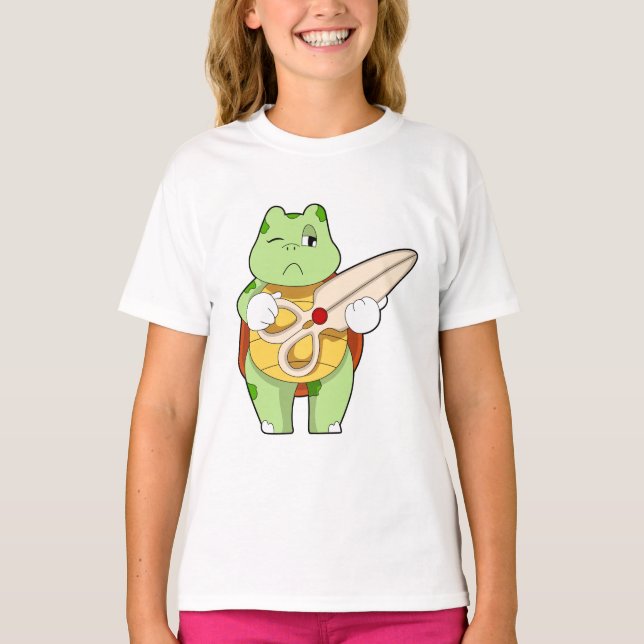 Camiseta Tartaruga como cabeceira com tesoura (Frente)