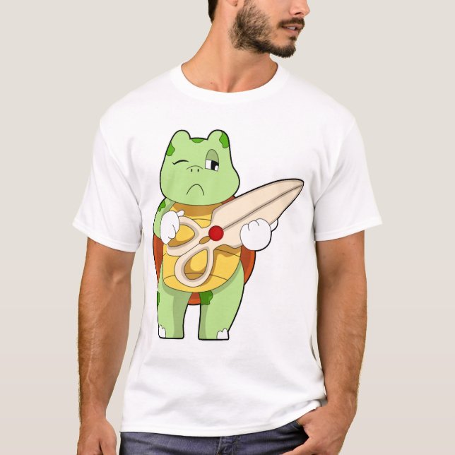 Camiseta Tartaruga Como Cabeleireiro Com Tesoura (Frente)