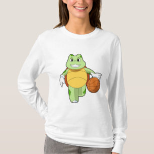 Camiseta Tartaruga como jogador de basquetebol com basquete