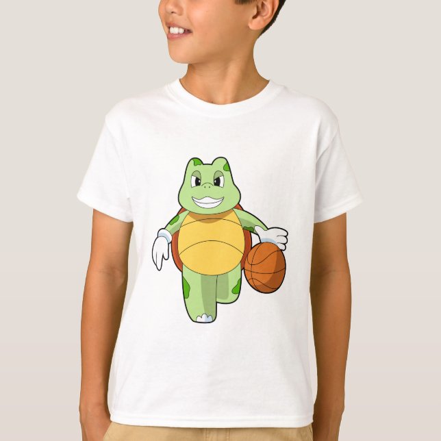 Camiseta Tartaruga como jogador de basquetebol com basquete (Frente)