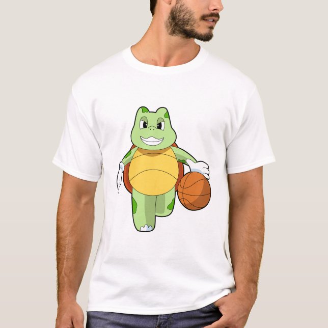 Camiseta Tartaruga como jogador de basquetebol com basquete (Frente)