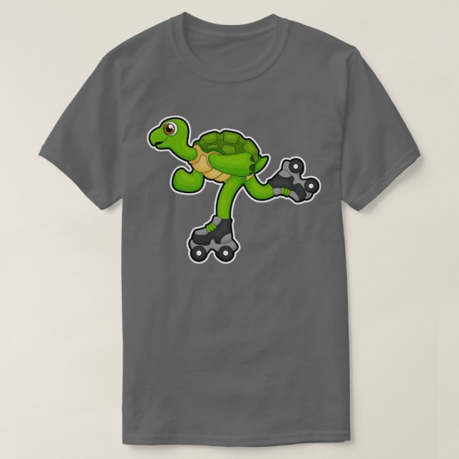 Camiseta Tartaruga como Patinadora com skates Roller (Frente do Design)