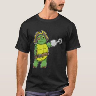 Camiseta Tartaruga como Pirata com Mão Vestida e Sistema O
