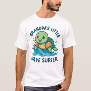 Camiseta Tartaruga-de-cuta-surfista de onda pequena do avô