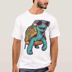 Camiseta Tartaruga de Gravura Antiga com Óculos de Sol Arco