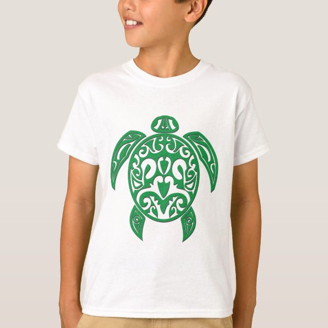 Camiseta Tartaruga de mar polinésia verde (Frente)
