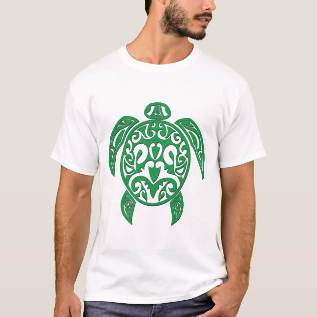 Camiseta Tartaruga de mar polinésia verde (Frente)