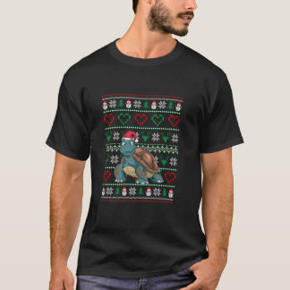 Camiseta Tartaruga de Natal Feia Vestindo Santa Hat Xmas Pa