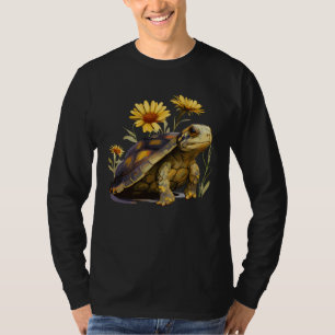Camiseta Tartaruga de Orelha Vermelha de Girassol Fofa em A