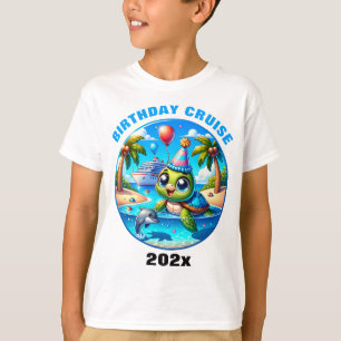 Camiseta Tartaruga-do-mar de Cruzeiros de Aniversário Perso