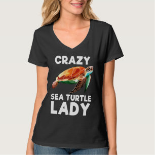Camiseta Tartaruga do Mar Louca Senhora Engraçada Tee Amant
