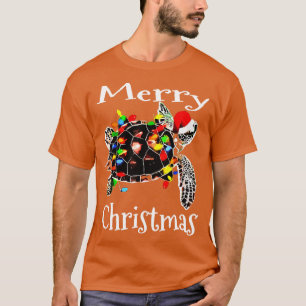 Camiseta Tartaruga do Mar Luzes de Natal Engraçadas Feliz S
