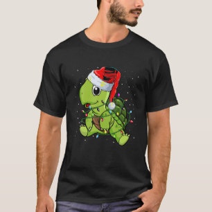 Camiseta Tartaruga do Mar Luzes de Natal Engraçadas Feliz S
