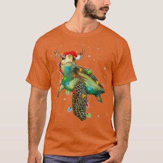 Camiseta Tartaruga do Mar Luzes de Natal Engraçadas Feliz S