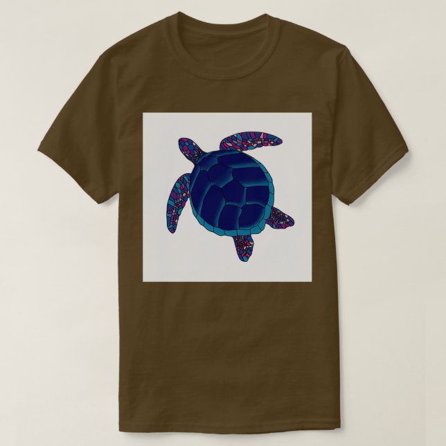 Camiseta Tartaruga do Mar Mosaico Azul (Frente do Design)
