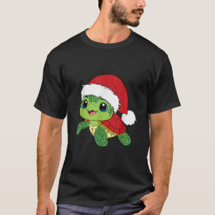 Camiseta Tartaruga do Mar Natal Santa Hat Xmas Cuz Mar Turt