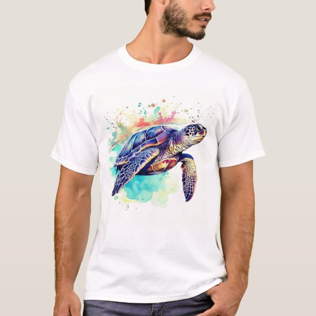 Camiseta Tartaruga-do-mar Pintura aquosa (Frente)