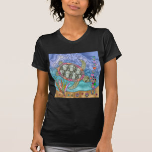 Camiseta Tartaruga do Mar Psicodélica Arte Marítima
