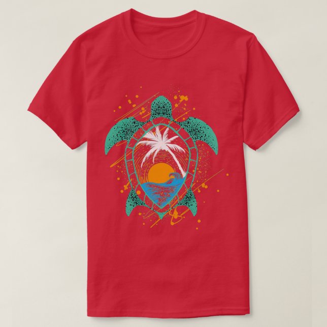 Camiseta Tartaruga do Mar Tropical Tartaruga do Mar de Prai (Frente do Design)