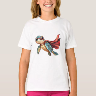 Camiseta Tartaruga do mar vibrante com detalhes vermelhos