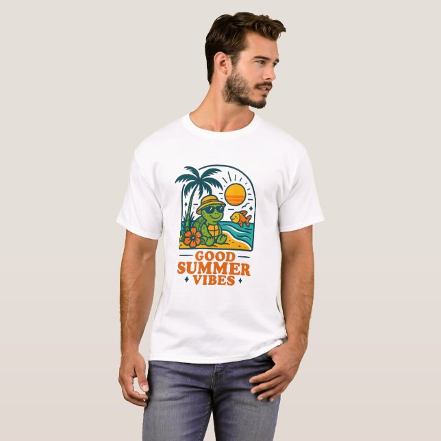 Camiseta tartaruga do modo de praia (Frente Completa)