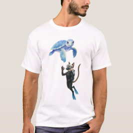 Camiseta Tartaruga e gato mergulhador
