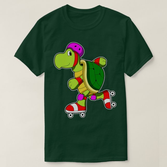 Camiseta Tartaruga em patinagem em linha com skates em linh (Frente do Design)