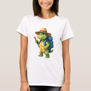 Camiseta Tartaruga Engraçada Caminhando Gráfico Acampamento