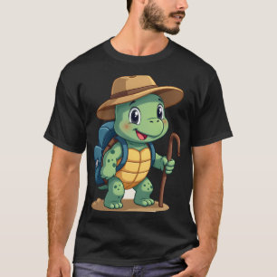 Camiseta Tartaruga Engraçada Gráfico de Caminhada Camping A