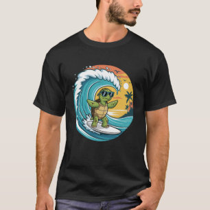 Camiseta Tartaruga Engraçada Prancha de Surf Praia Verão Su