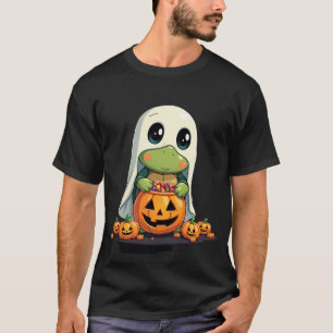 Camiseta Tartaruga Fantasma de Halloween Fofa com Doce (5)